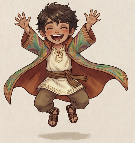 Aura leaping joyfully